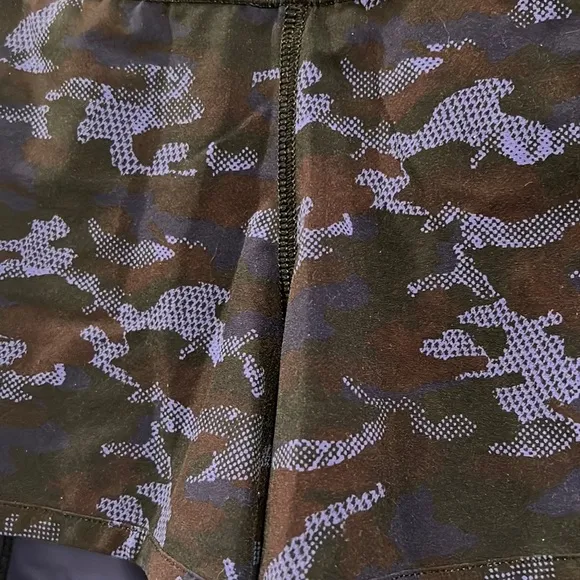 Lululemon blue /purple camo pattern running shorts. Size 10