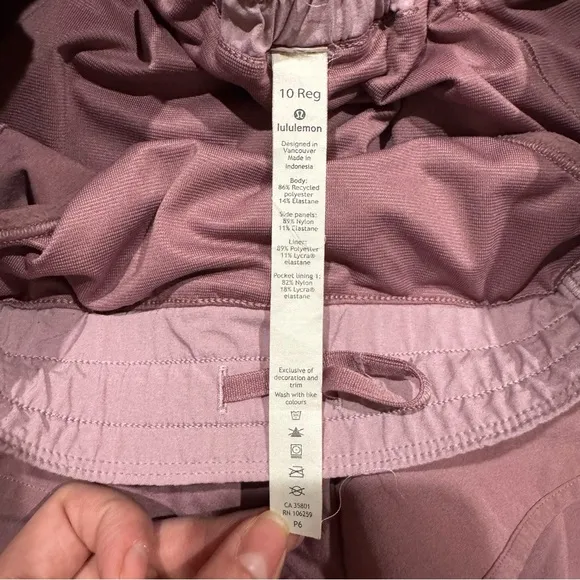 Lululemon Hotty Hot Figue Rose Blush Pink Gym Running Active Athletic Shorts 10