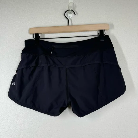 Lululemon Run Speed Up Shorts Solid Black Athletic Workout Gym Size 6
