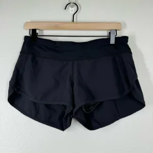 Lululemon Run Speed Up Shorts Solid Black Athletic Workout Gym Size 6