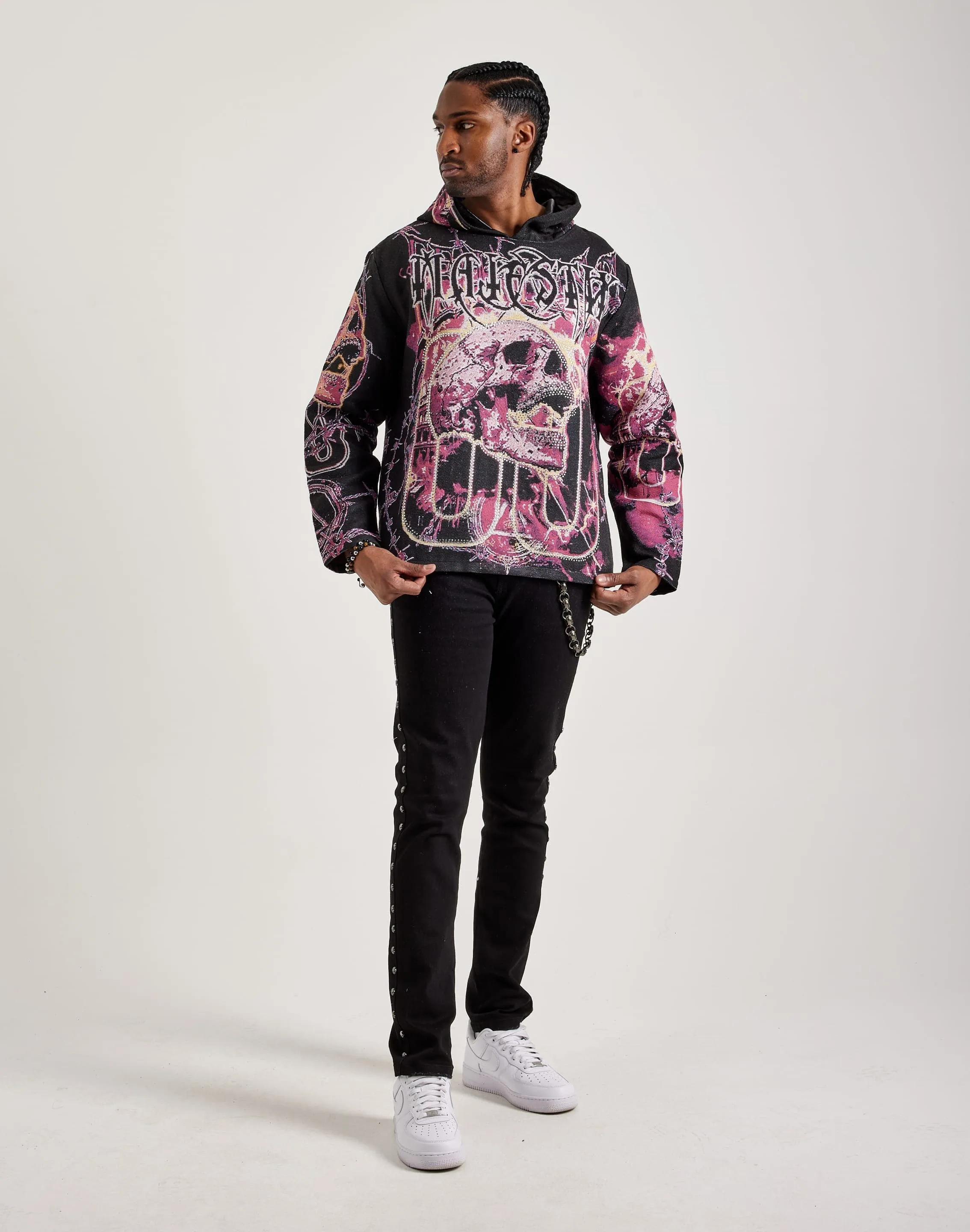 Majestik Fearless Skull Tapestry Hoodie