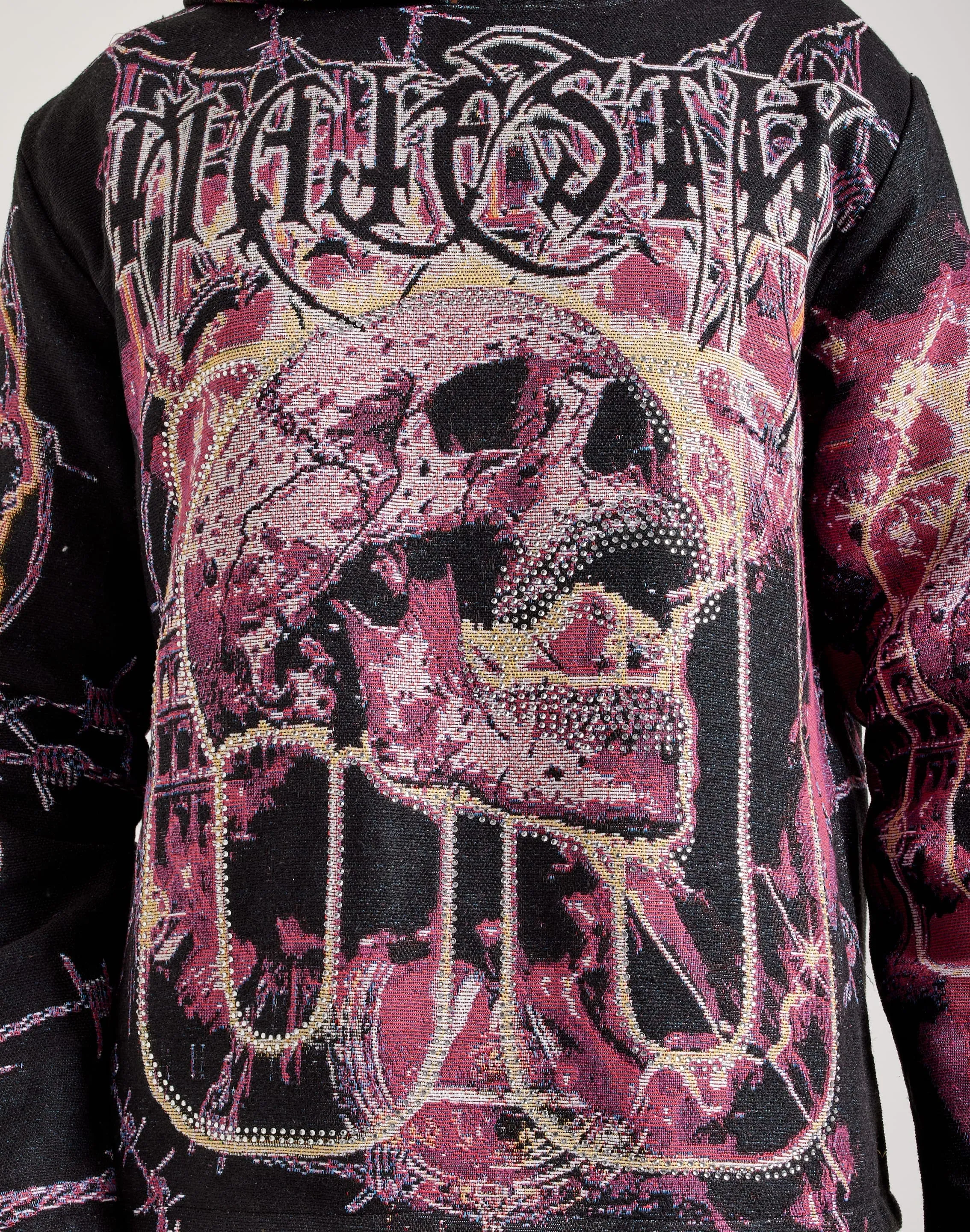 Majestik Fearless Skull Tapestry Hoodie
