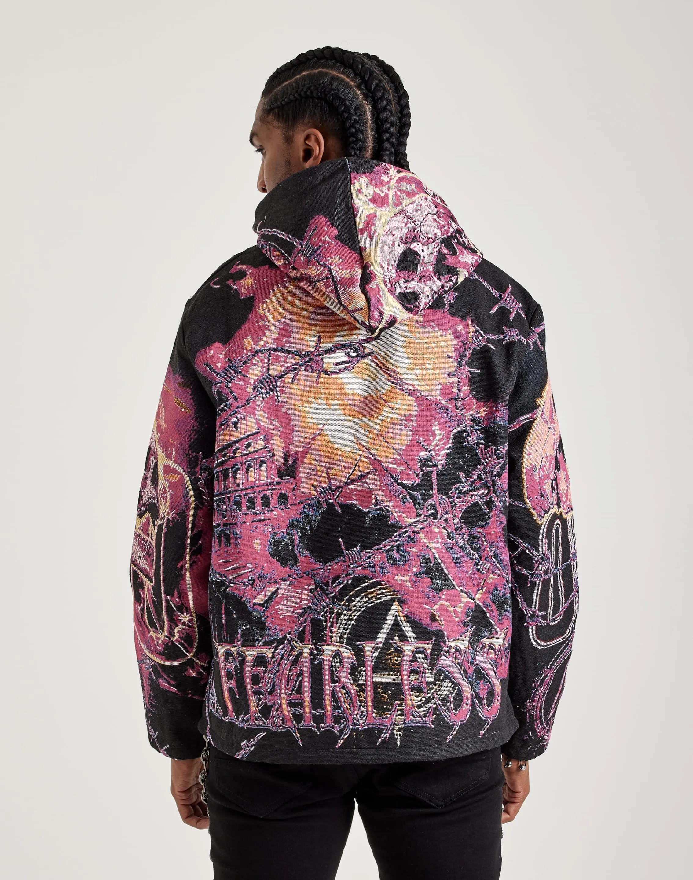 Majestik Fearless Skull Tapestry Hoodie