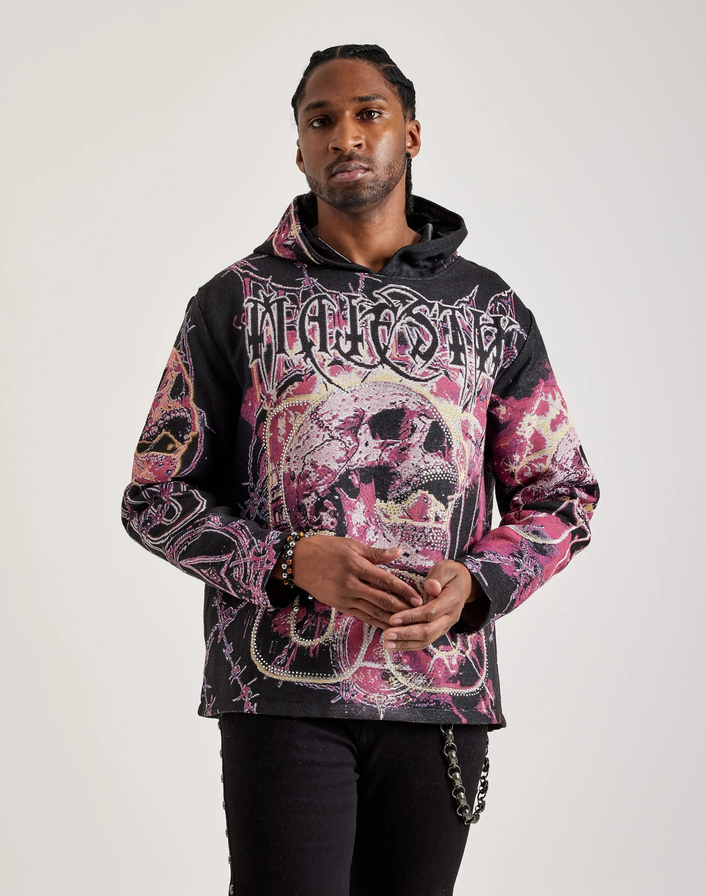 Majestik Fearless Skull Tapestry Hoodie