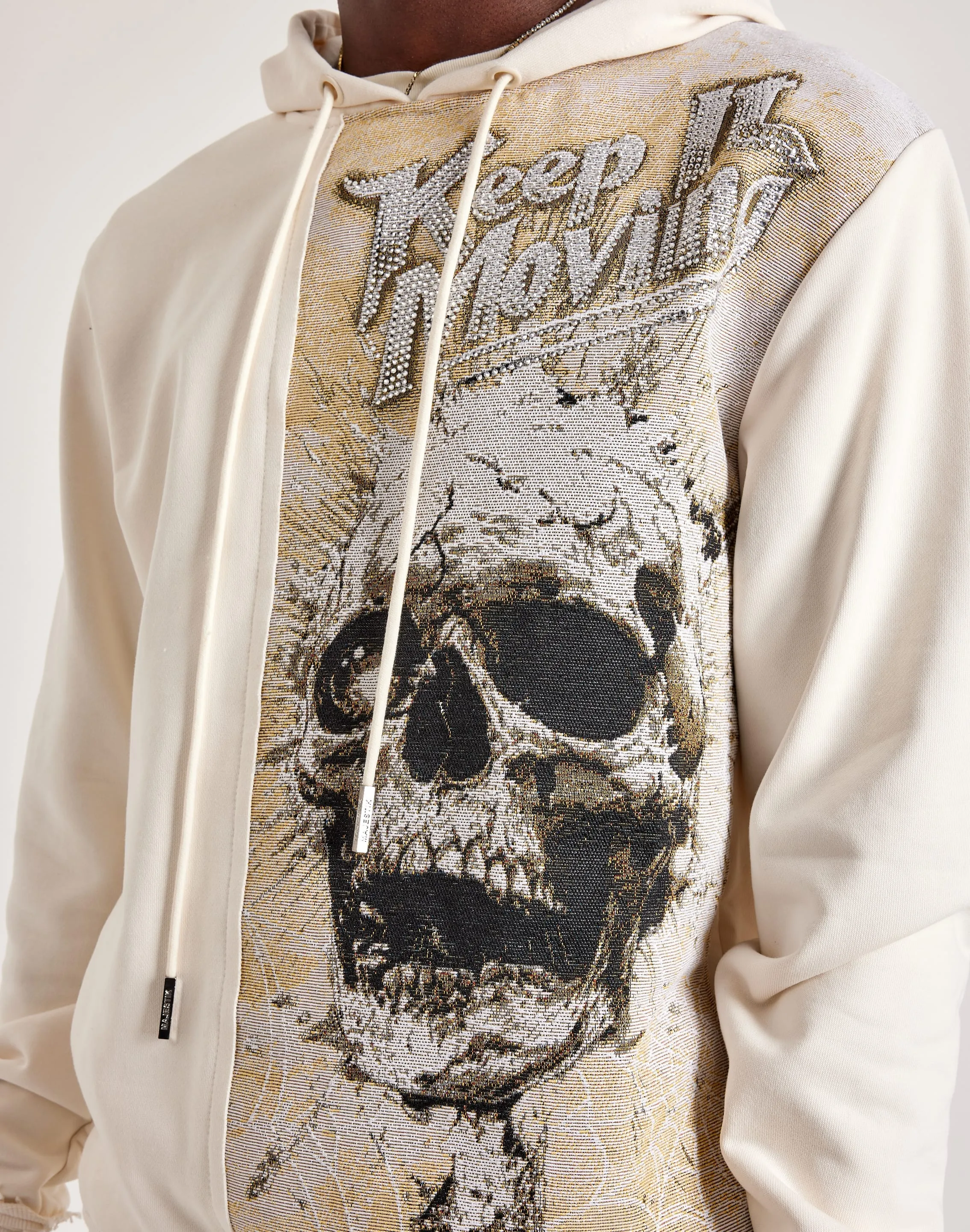 Majestik Skull Head Tapestry Mix Hoodie