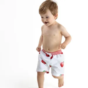 MEIA PATA - Apples Print Swim Shorts - Red