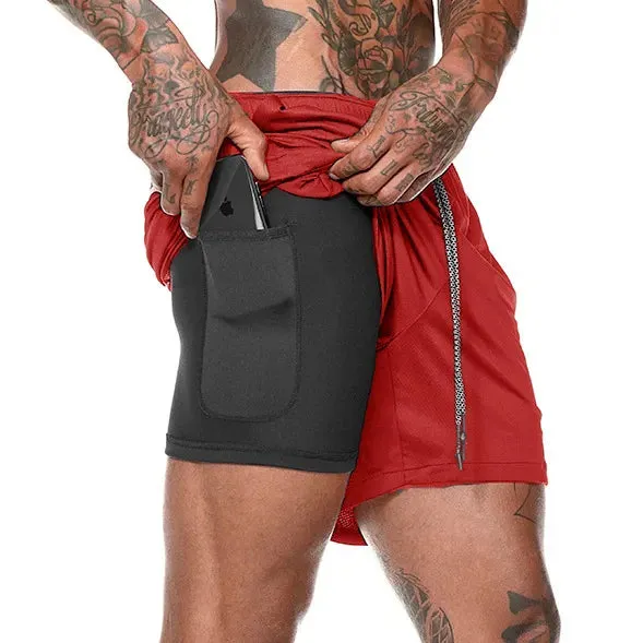 Men’s Double-Decker Running Shorts – Breathable and Supportive Workout Wear
