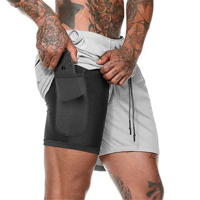Men’s Double-Decker Running Shorts – Breathable and Supportive Workout Wear