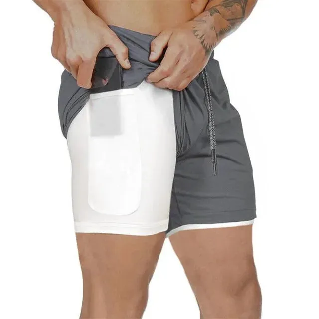Men’s Double-Decker Running Shorts – Breathable and Supportive Workout Wear