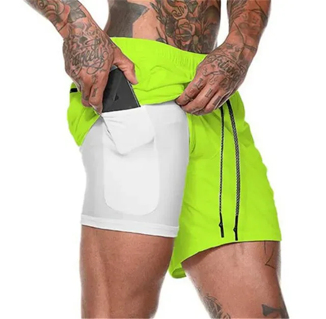 Men’s Double-Decker Running Shorts – Breathable and Supportive Workout Wear