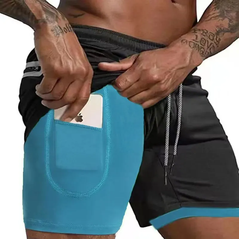 Men’s Double-Decker Running Shorts – Breathable and Supportive Workout Wear