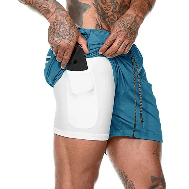 Men’s Double-Decker Running Shorts – Breathable and Supportive Workout Wear