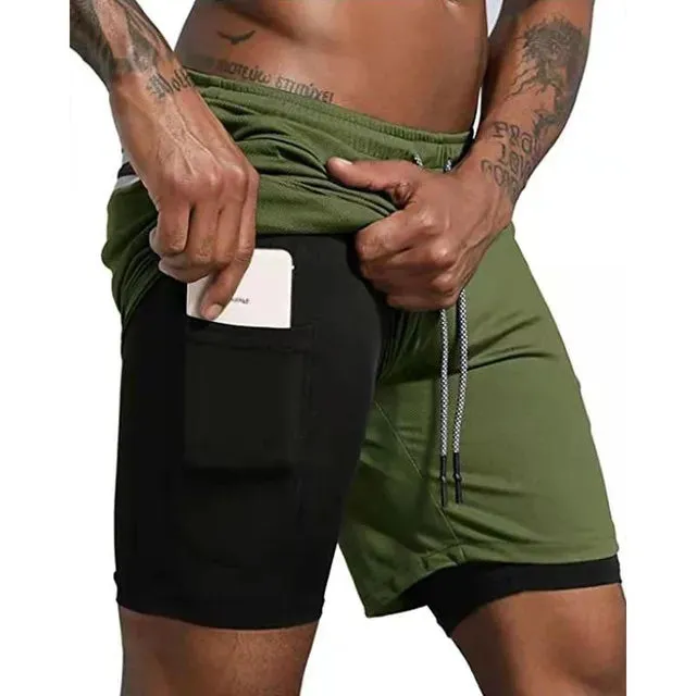 Men’s Double-Decker Running Shorts – Breathable and Supportive Workout Wear