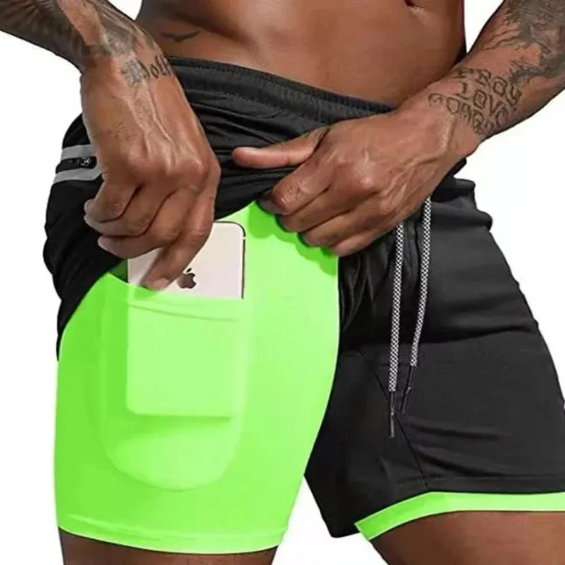 Men’s Double-Decker Running Shorts – Breathable and Supportive Workout Wear