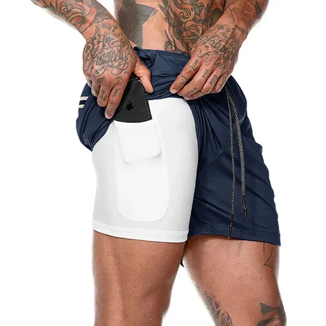 Men’s Double-Decker Running Shorts – Breathable and Supportive Workout Wear