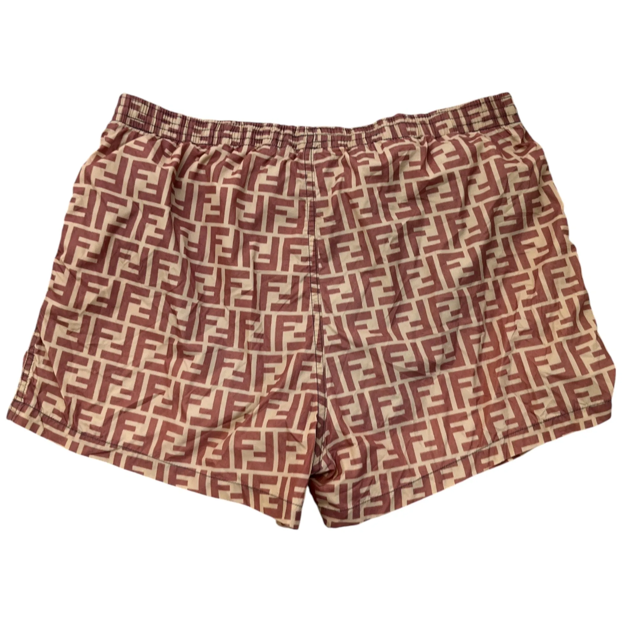 Men's Ff Logo Print Swim Shorts Brown Size W36 / IT 52