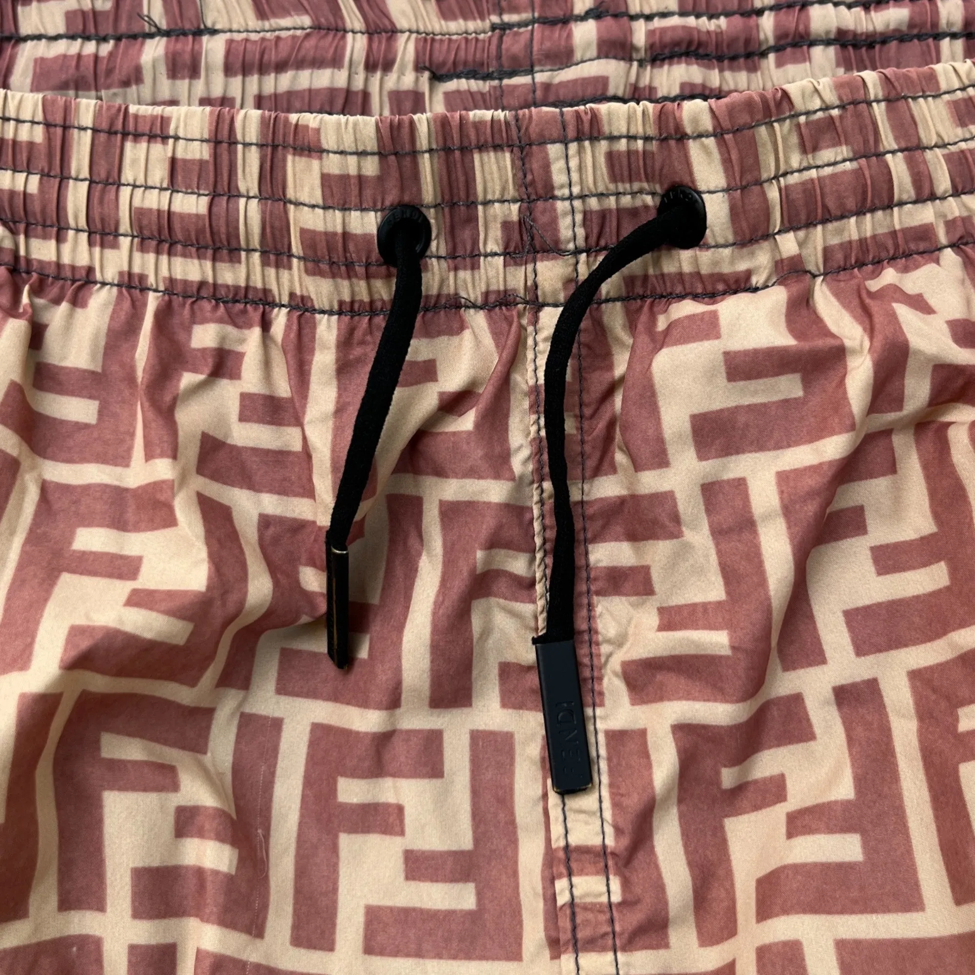 Men's Ff Logo Print Swim Shorts Brown Size W36 / IT 52
