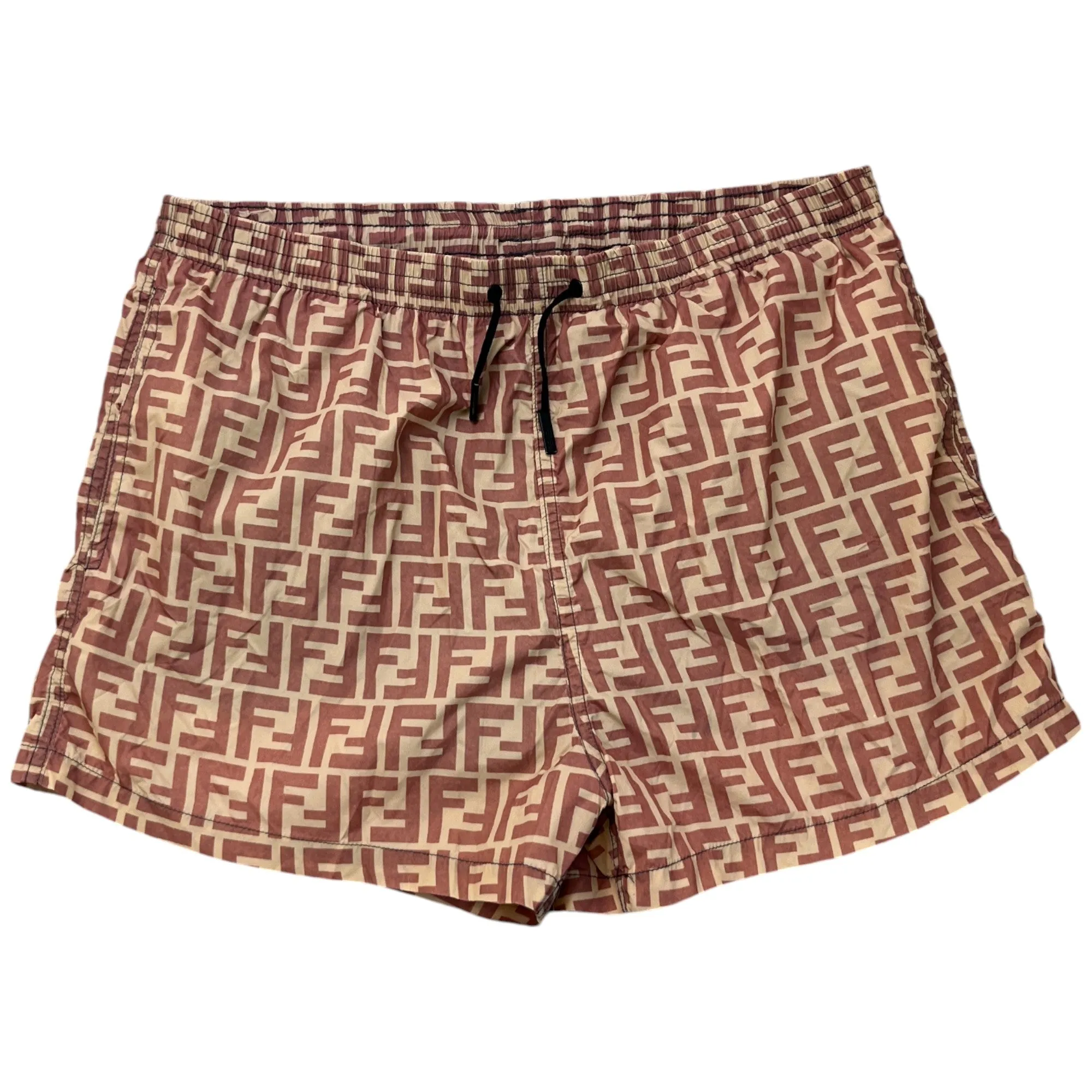 Men's Ff Logo Print Swim Shorts Brown Size W36 / IT 52
