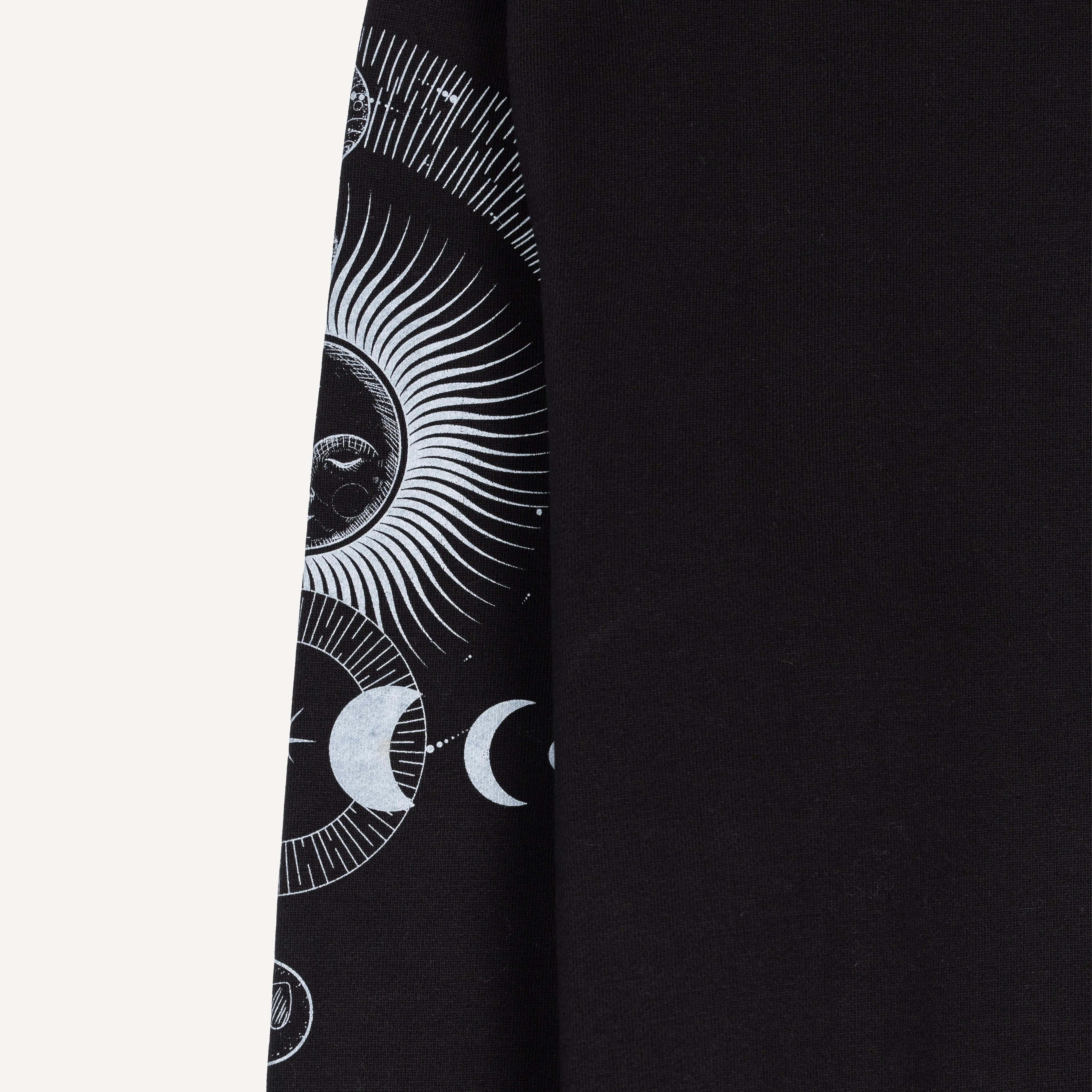 Mens Graphic Wraparound Crewneck Pullover Sweatshirt - Black / Celestial Sun And Moon