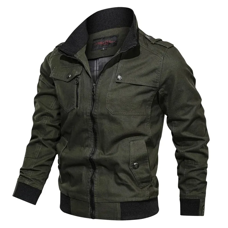 Men's Military Tactical Jacket – Zipper Cargo Cotton Windbreaker