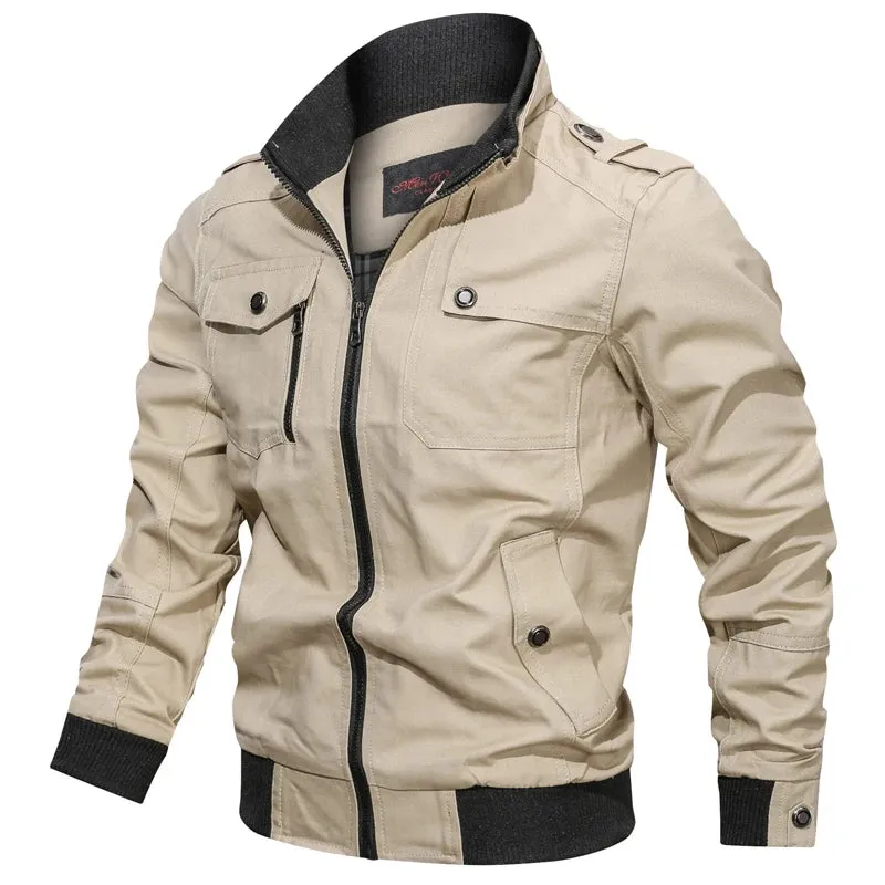 Men's Military Tactical Jacket – Zipper Cargo Cotton Windbreaker