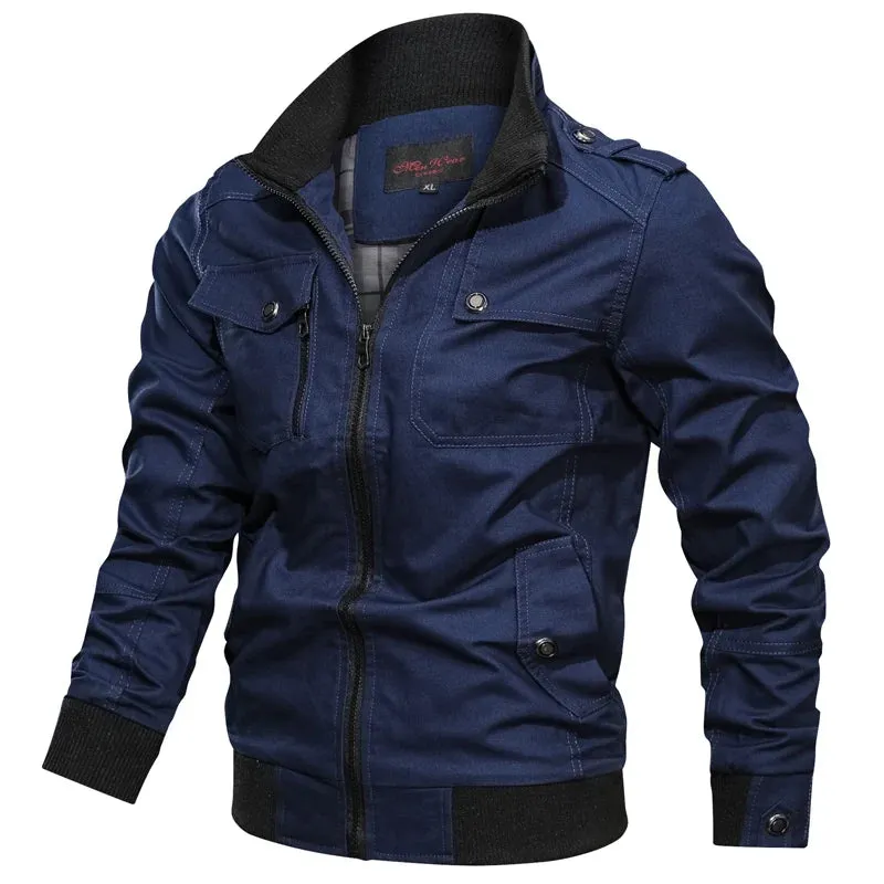 Men's Military Tactical Jacket – Zipper Cargo Cotton Windbreaker