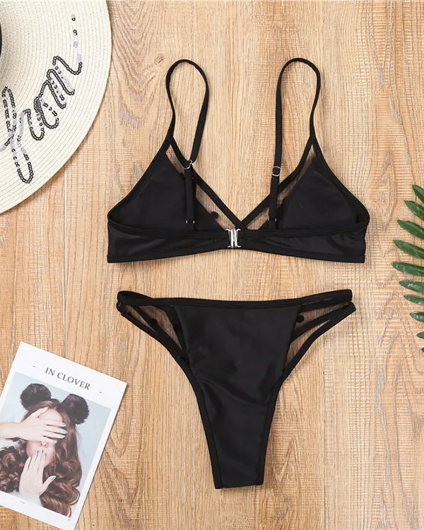 Mesh Polka Bikini Sets