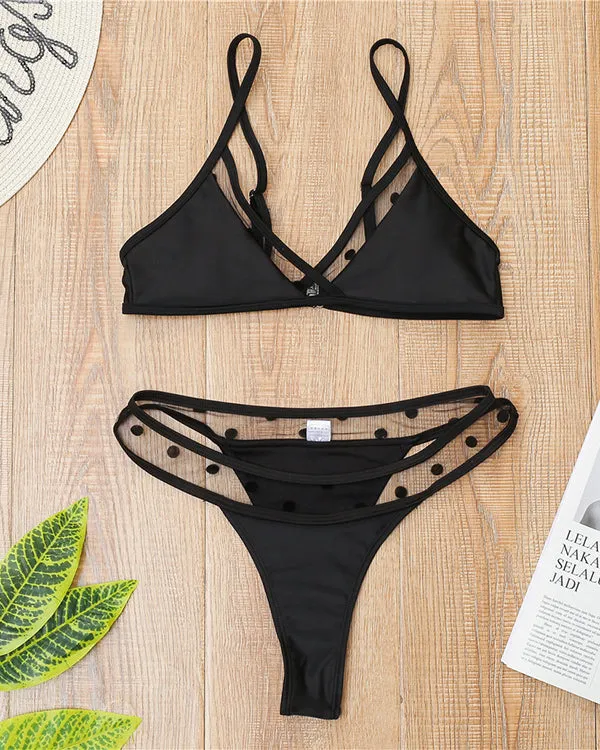 Mesh Polka Bikini Sets