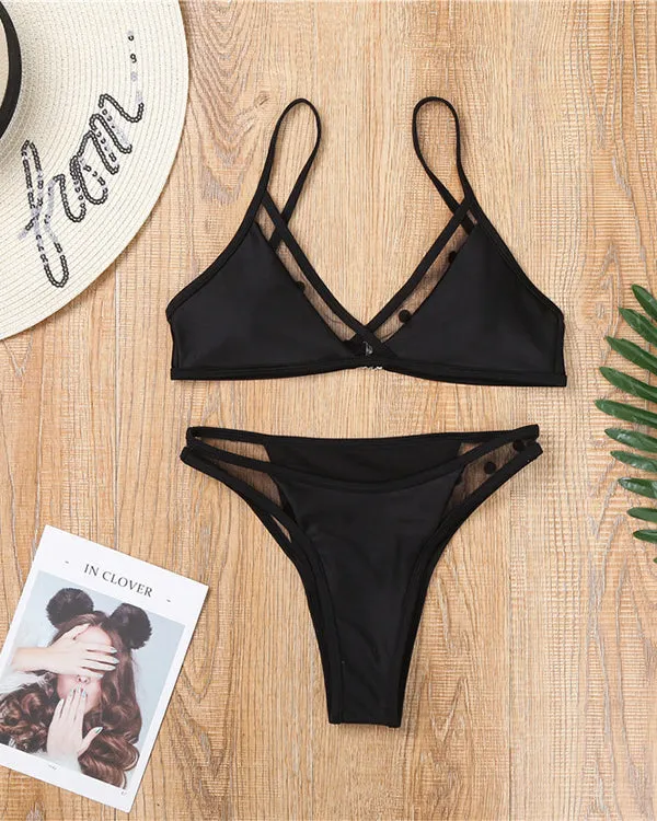 Mesh Polka Bikini Sets