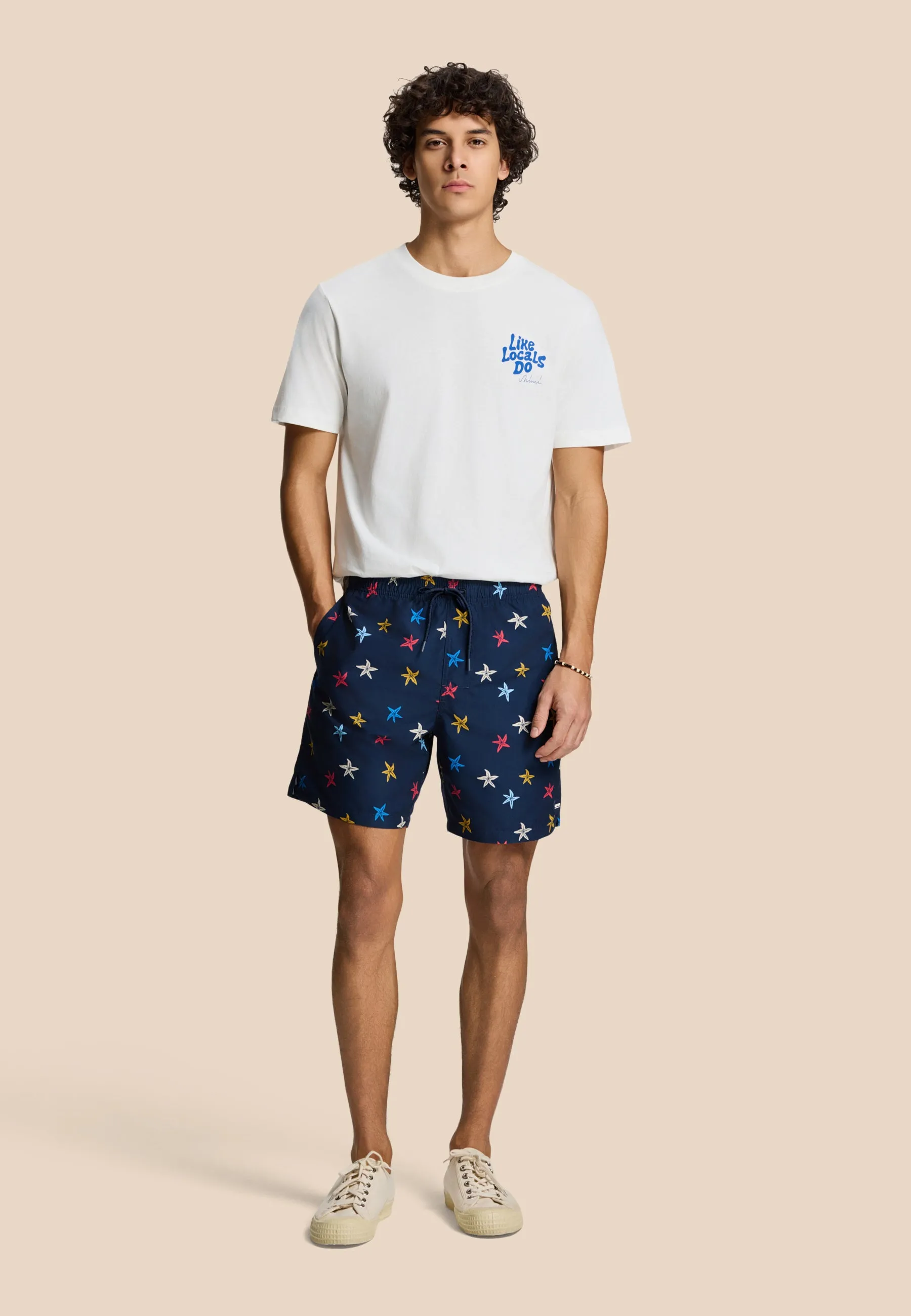 MIKE swim shorts starfishes | blue navy