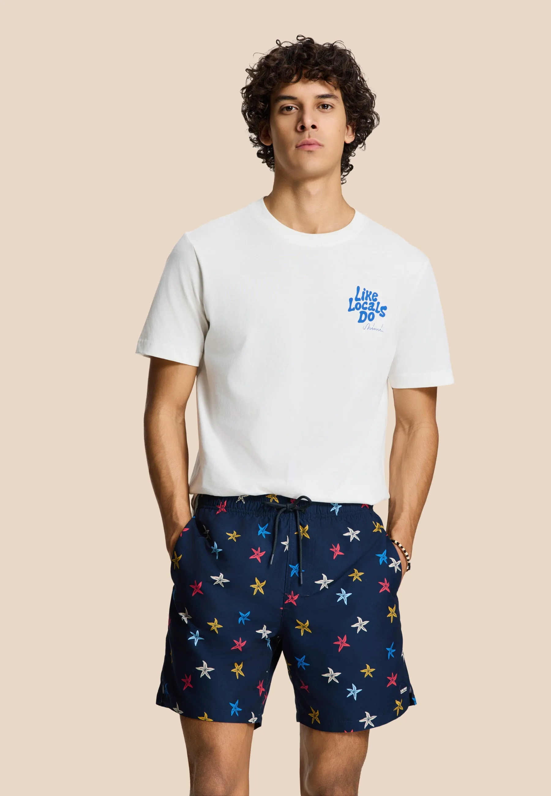 MIKE swim shorts starfishes | blue navy