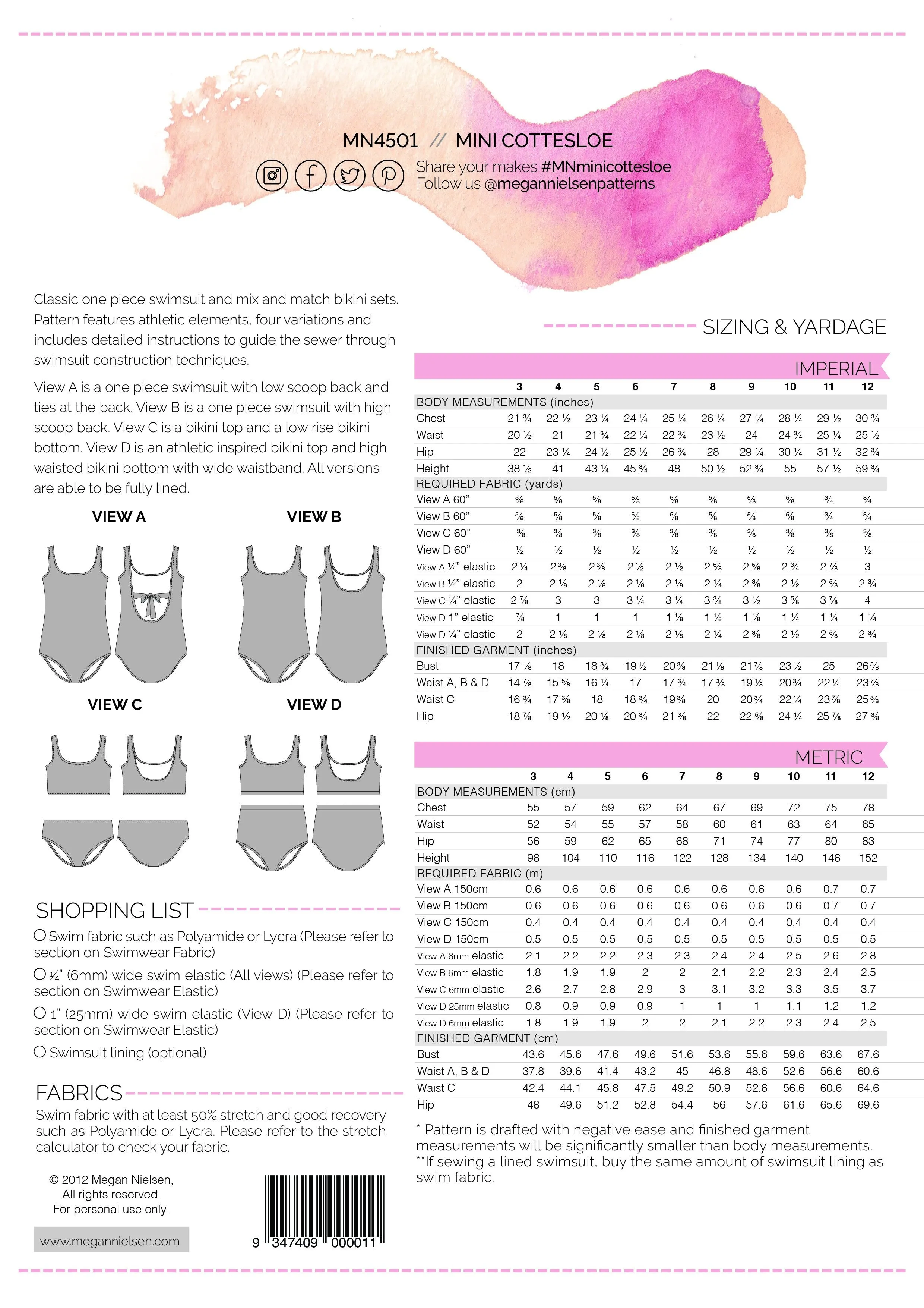 Mini Cottesloe Swimsuit pattern