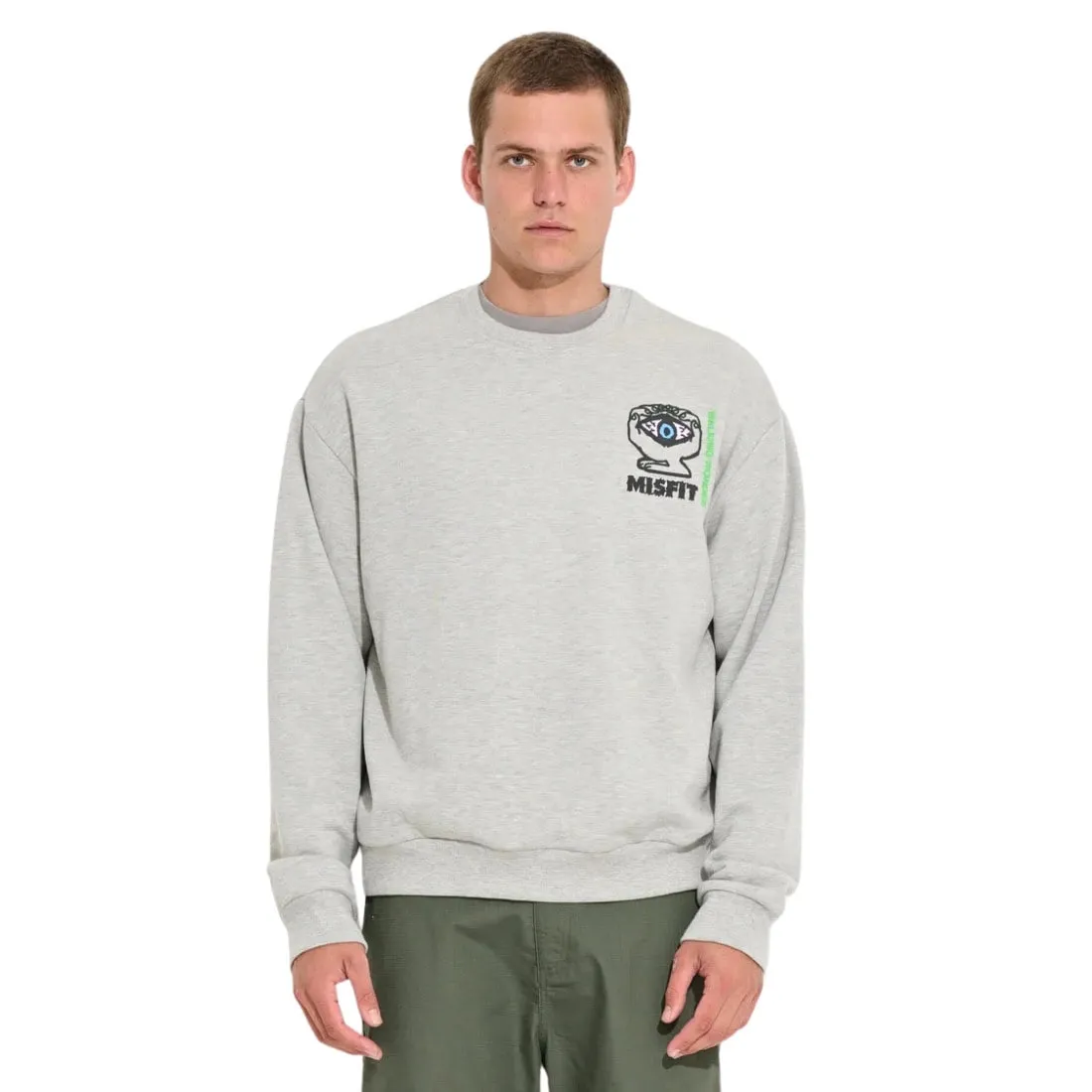 Misfit Walking Wonders Crew Sweater - Ash Heather