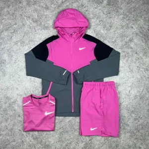 Nike Miler Trio Jacket Set - Black/Pink/Grey