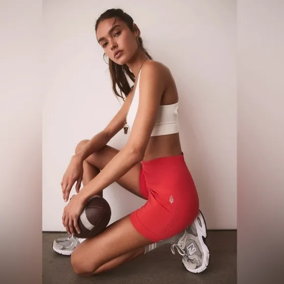NWOT Free People Movement Good Karma Running Shorts Size XL Cherry Tomatoe