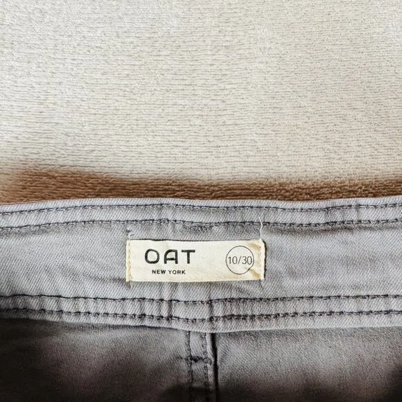 OAT New York Pants Womens 10 Gray High Rise Wide Leg Trouser Stretch Raw Hem NWT