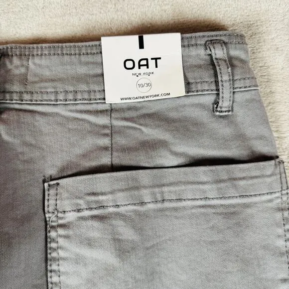 OAT New York Pants Womens 10 Gray High Rise Wide Leg Trouser Stretch Raw Hem NWT
