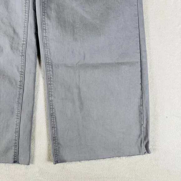 OAT New York Pants Womens 10 Gray High Rise Wide Leg Trouser Stretch Raw Hem NWT
