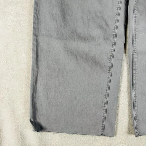 OAT New York Pants Womens 10 Gray High Rise Wide Leg Trouser Stretch Raw Hem NWT