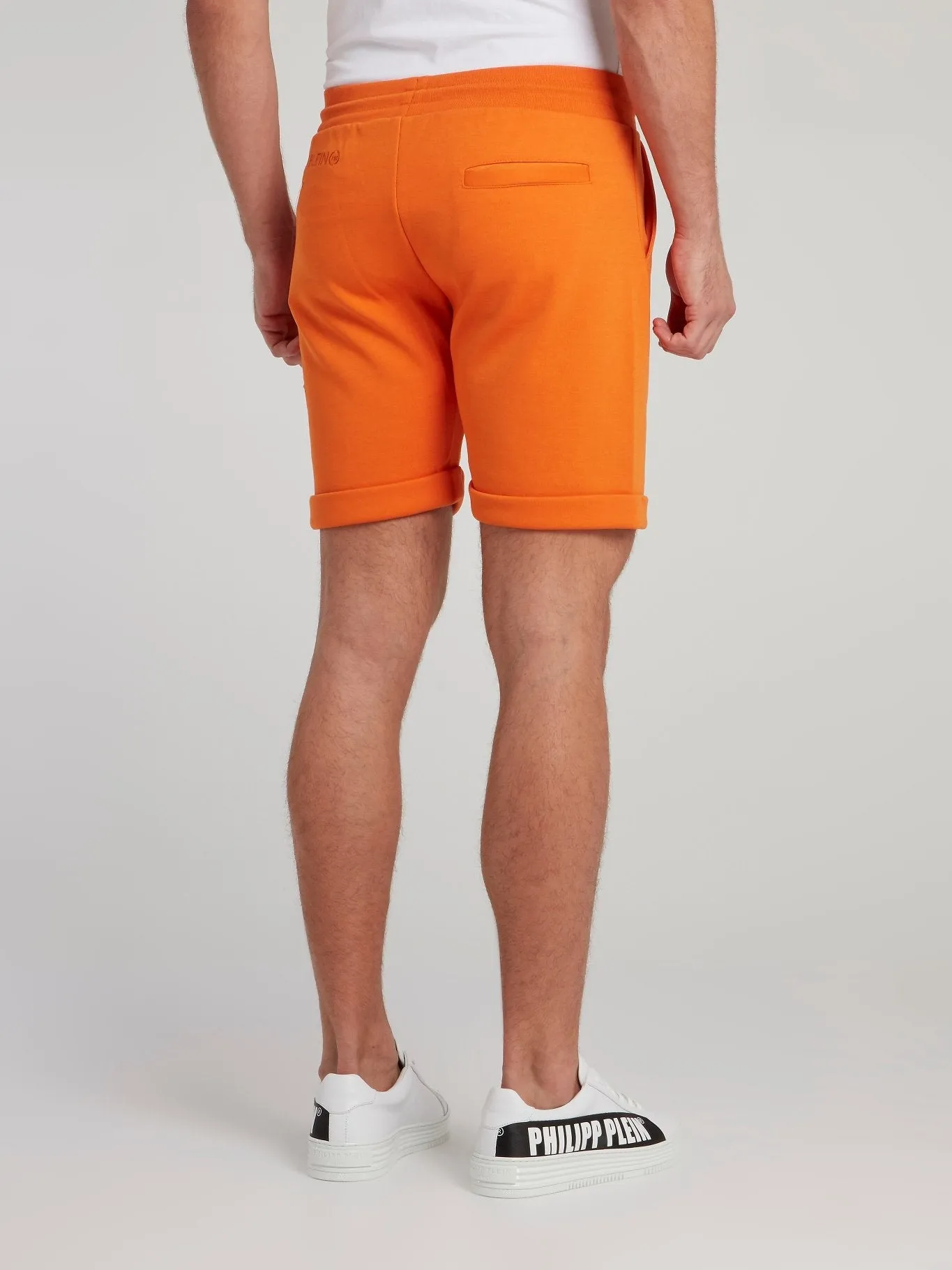 Orange Folded Hem Jogging Shorts