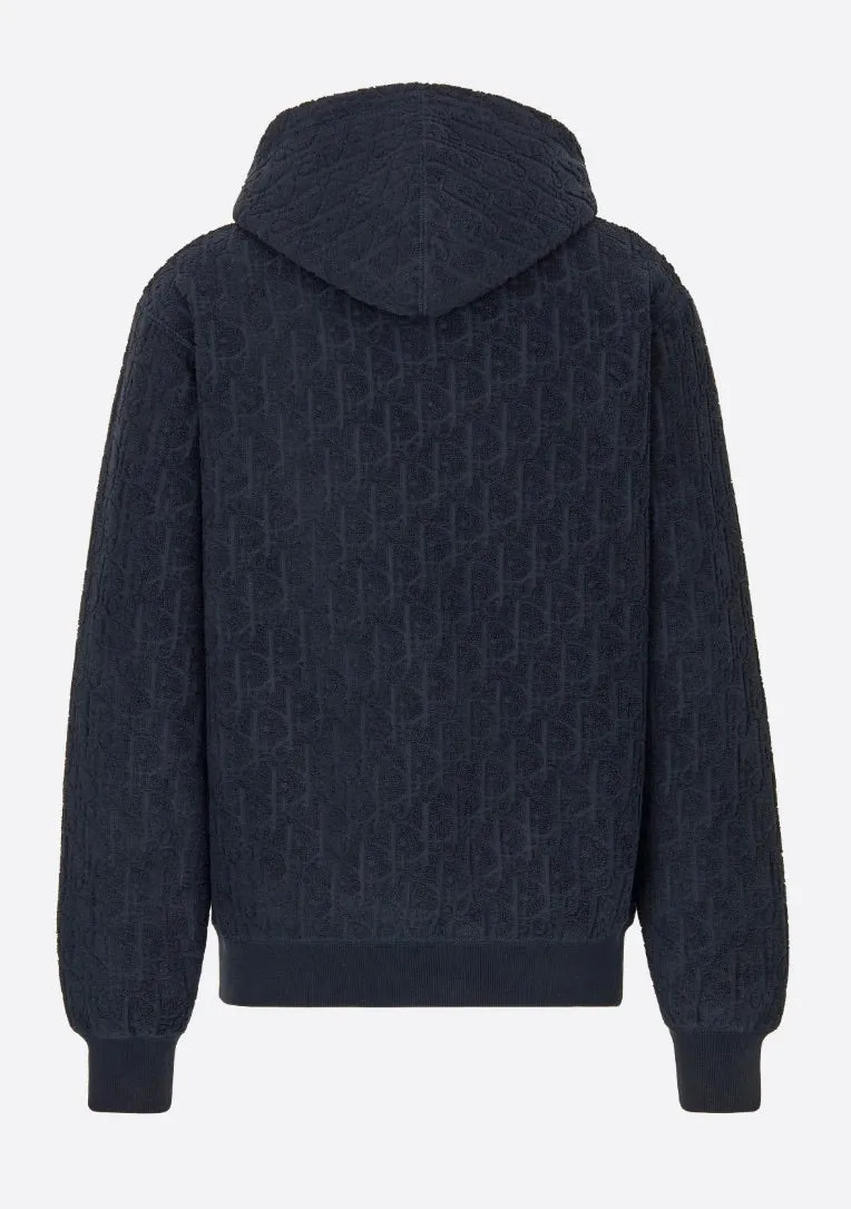 OVERSIZED OBLIQUE HOODED SWEATSHIRT NAVY