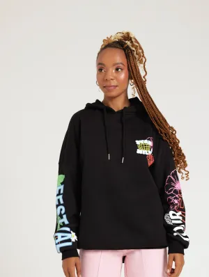 Oversized Printed Hoody - Black
