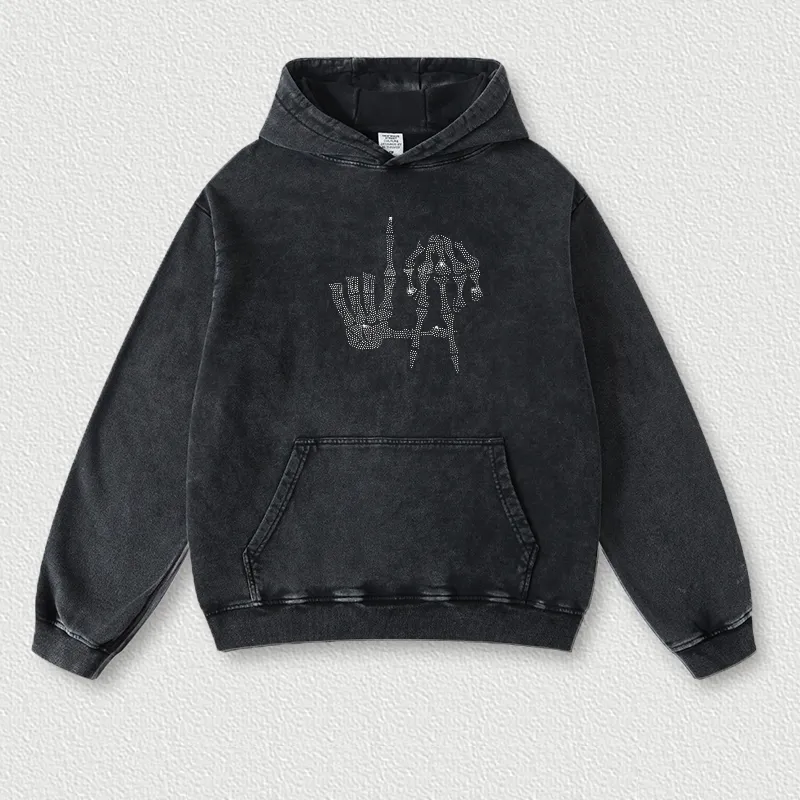 Oversized Vintage Graphic Skull Pullover Hoodie