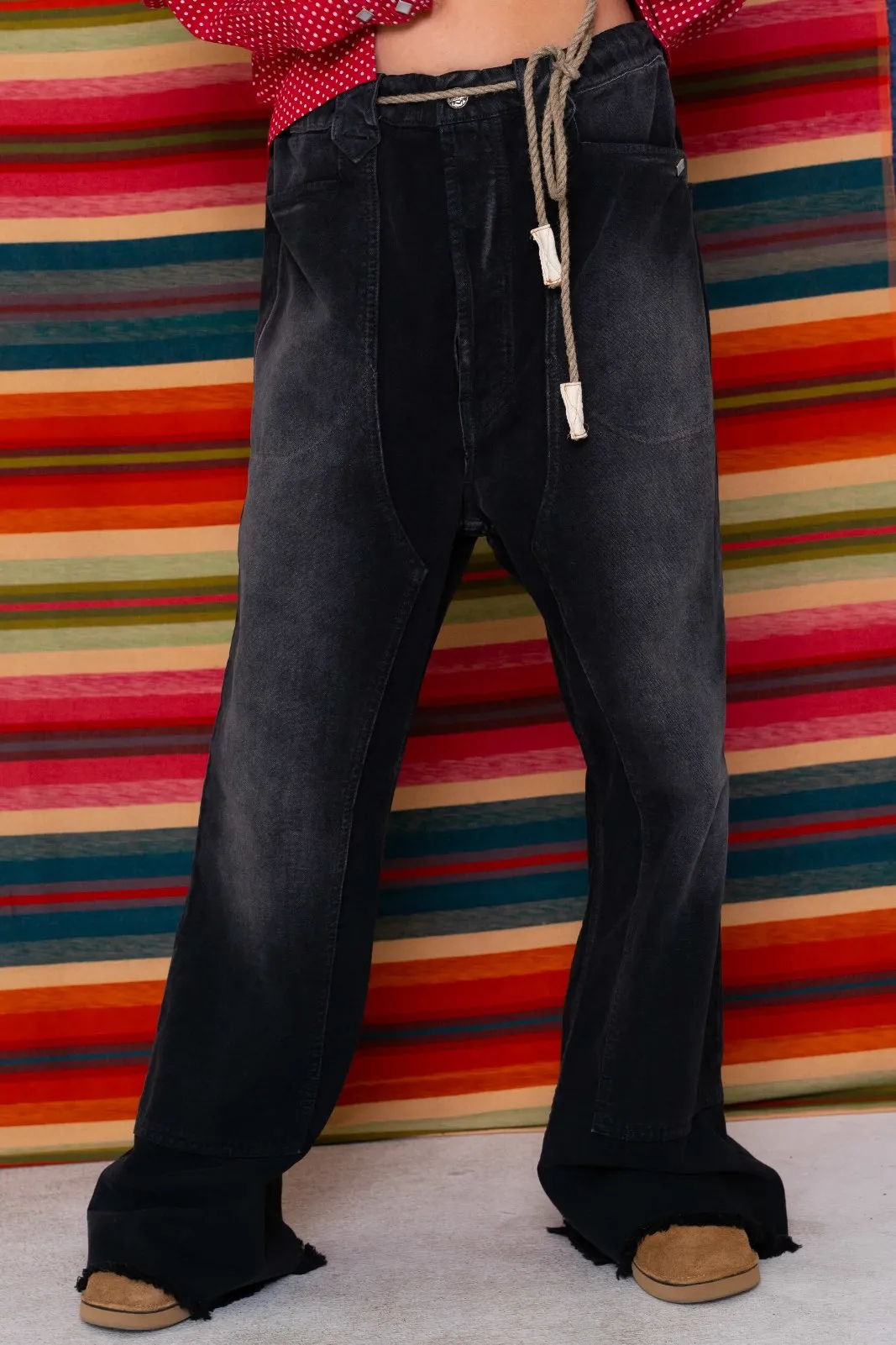 P75 Westerner Bell Bottoms Canvas Sunfaded Smoke Black