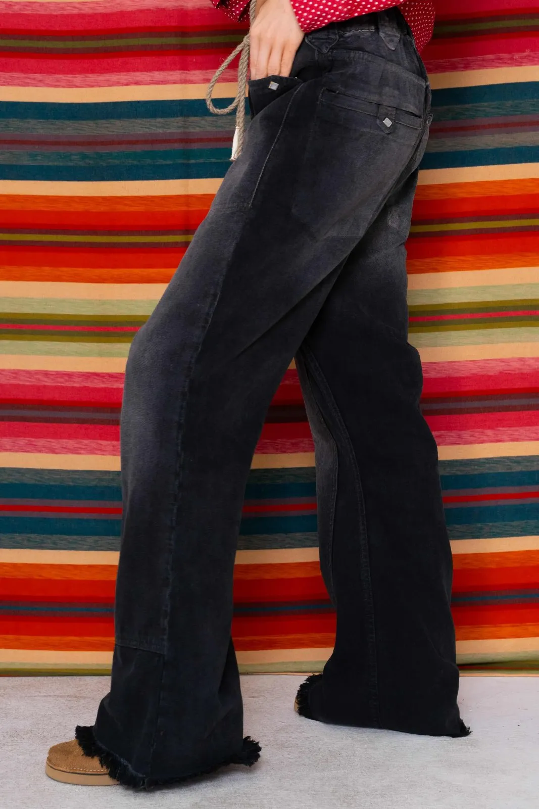 P75 Westerner Bell Bottoms Canvas Sunfaded Smoke Black