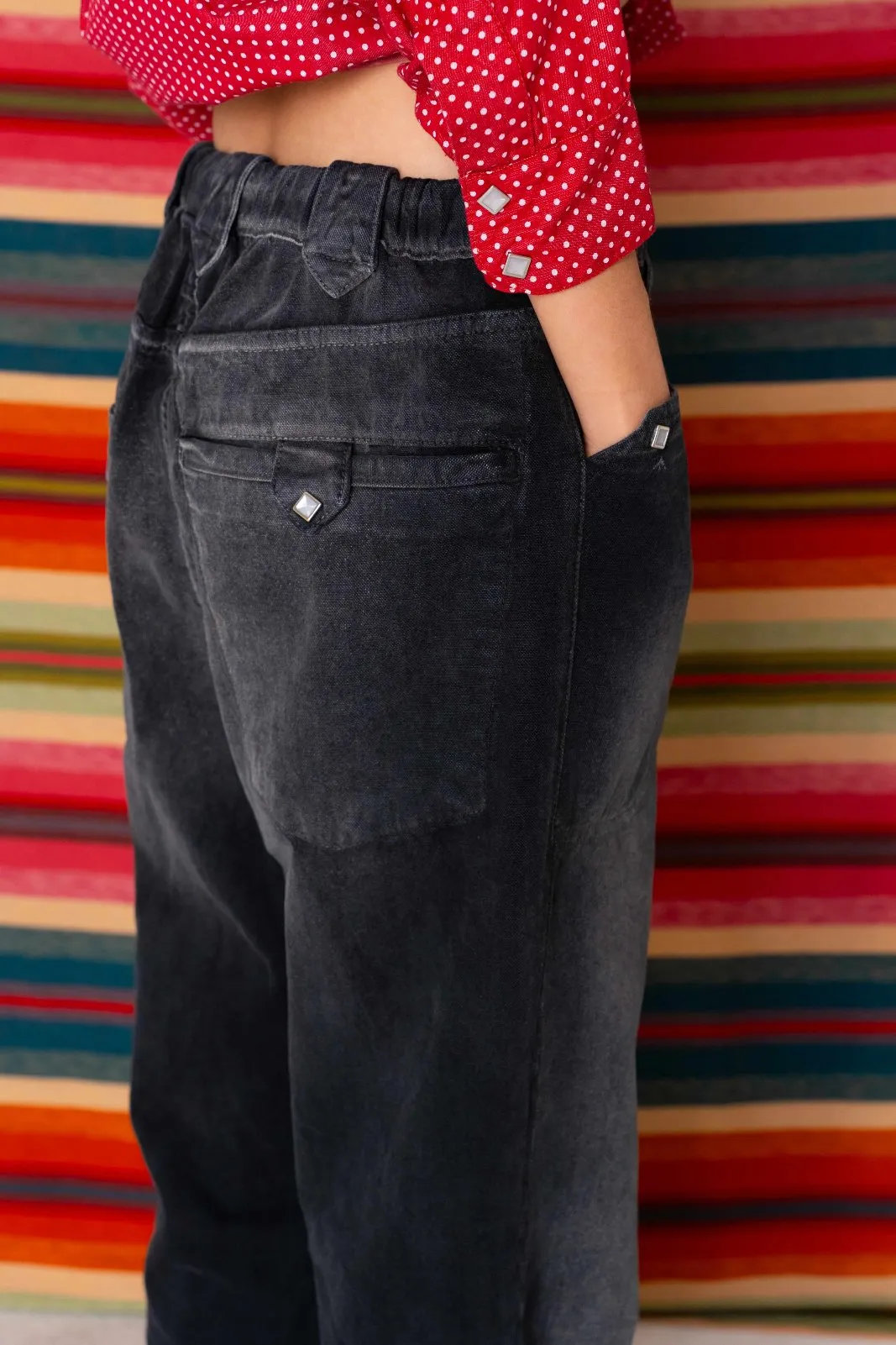 P75 Westerner Bell Bottoms Canvas Sunfaded Smoke Black