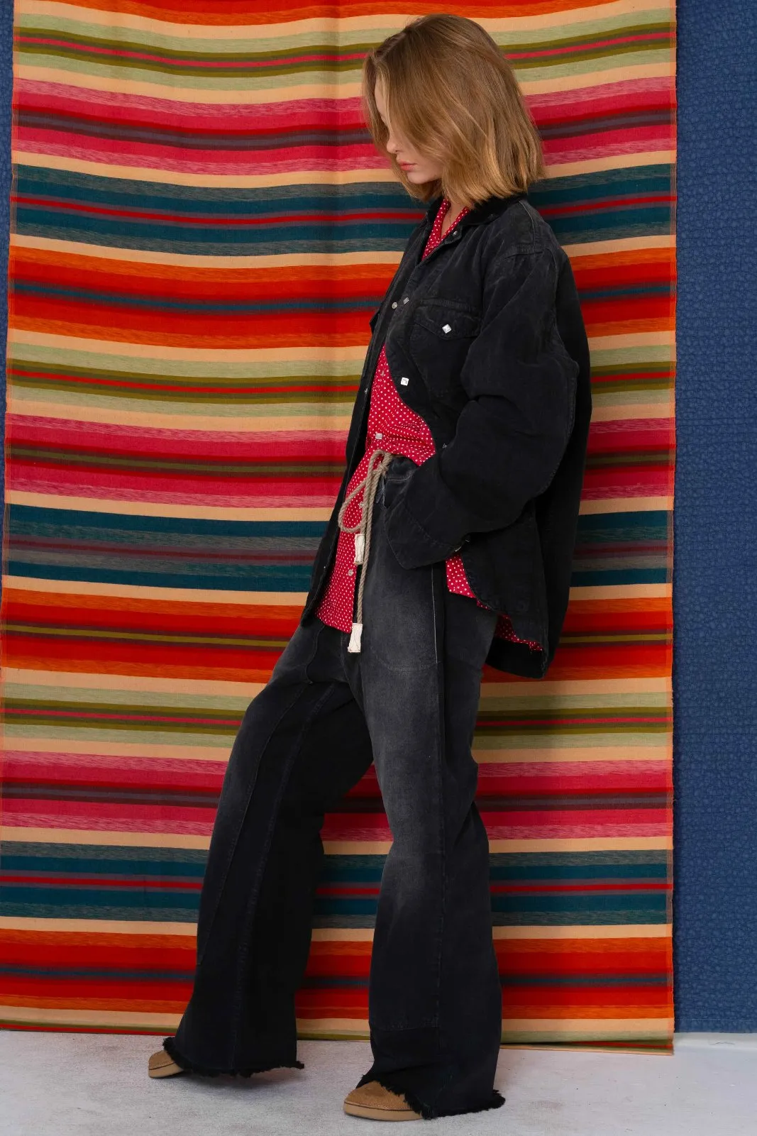 P75 Westerner Bell Bottoms Canvas Sunfaded Smoke Black