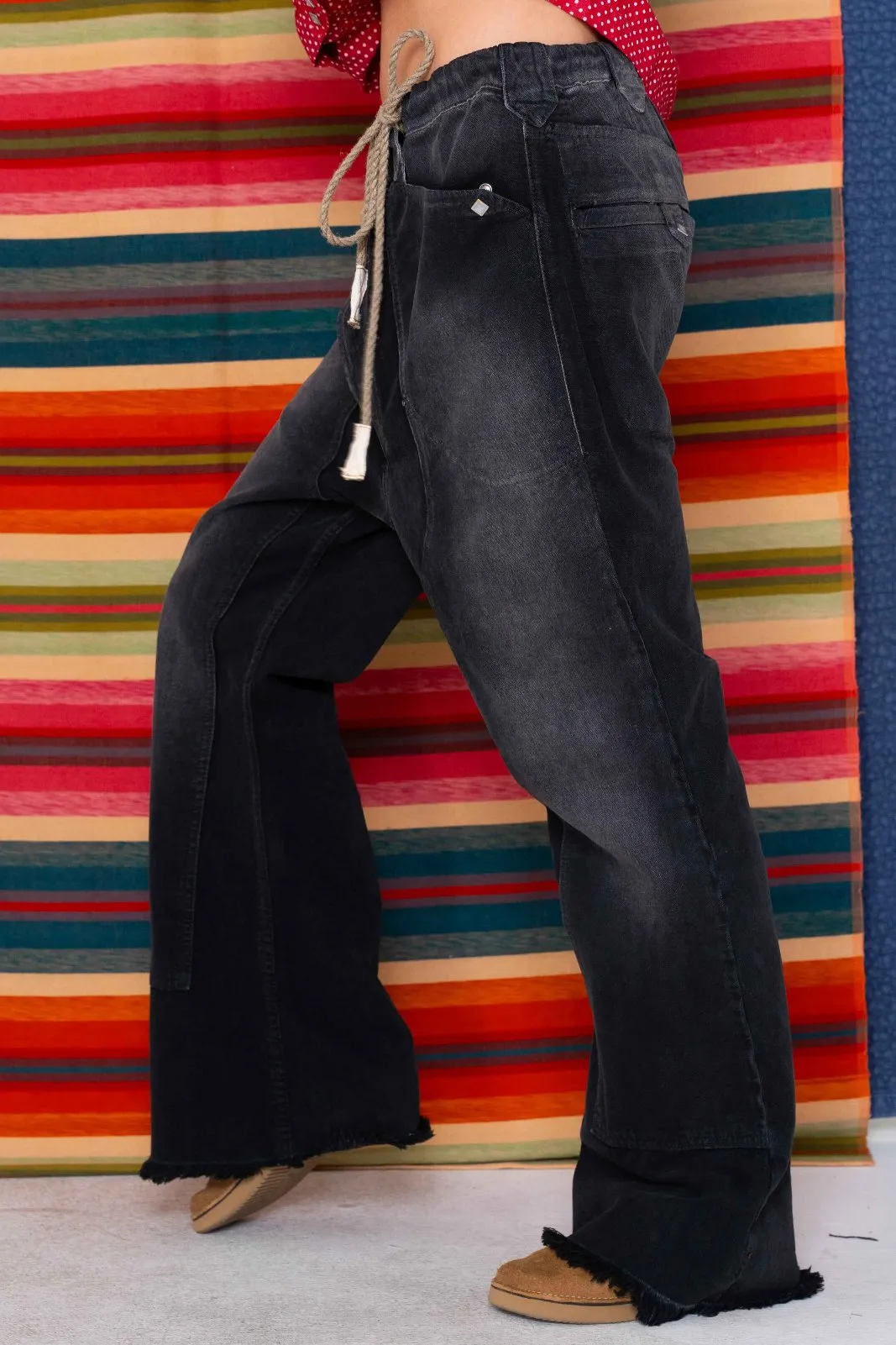 P75 Westerner Bell Bottoms Canvas Sunfaded Smoke Black