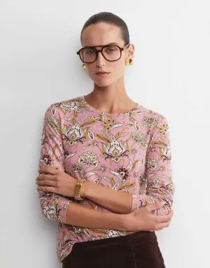 Paisley Long Sleeve Tee (pink) - crew neck fitted top with long sleeves. A great basic to add under blazers, jackets or with a cardigan/knit to add a pop of colour.