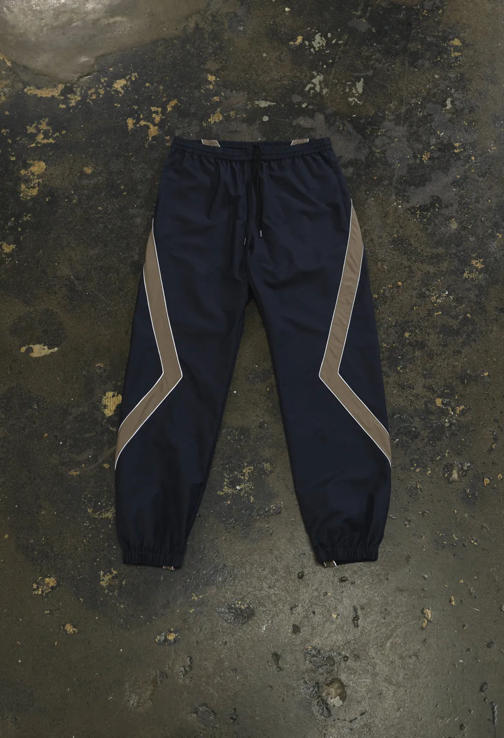 Paneled Nylon Pants / Navy x Taupe